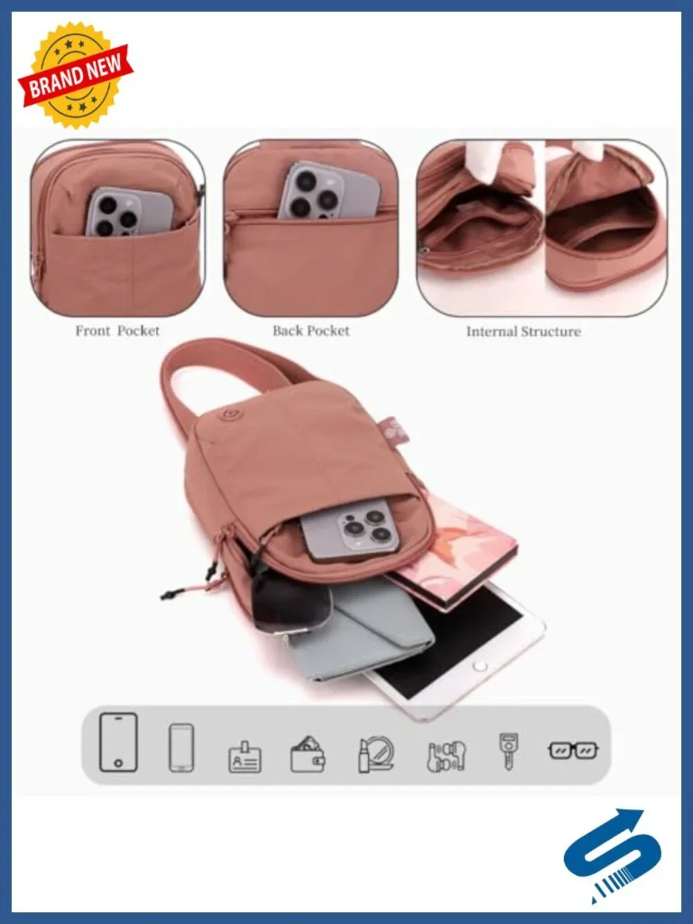 Waterproof Nylon Slingbag Ultra-Light Sports Backpack Crossbody